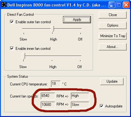 Dell Inspiron 8x00 DOS fan control utility. . Dell precision fan control
